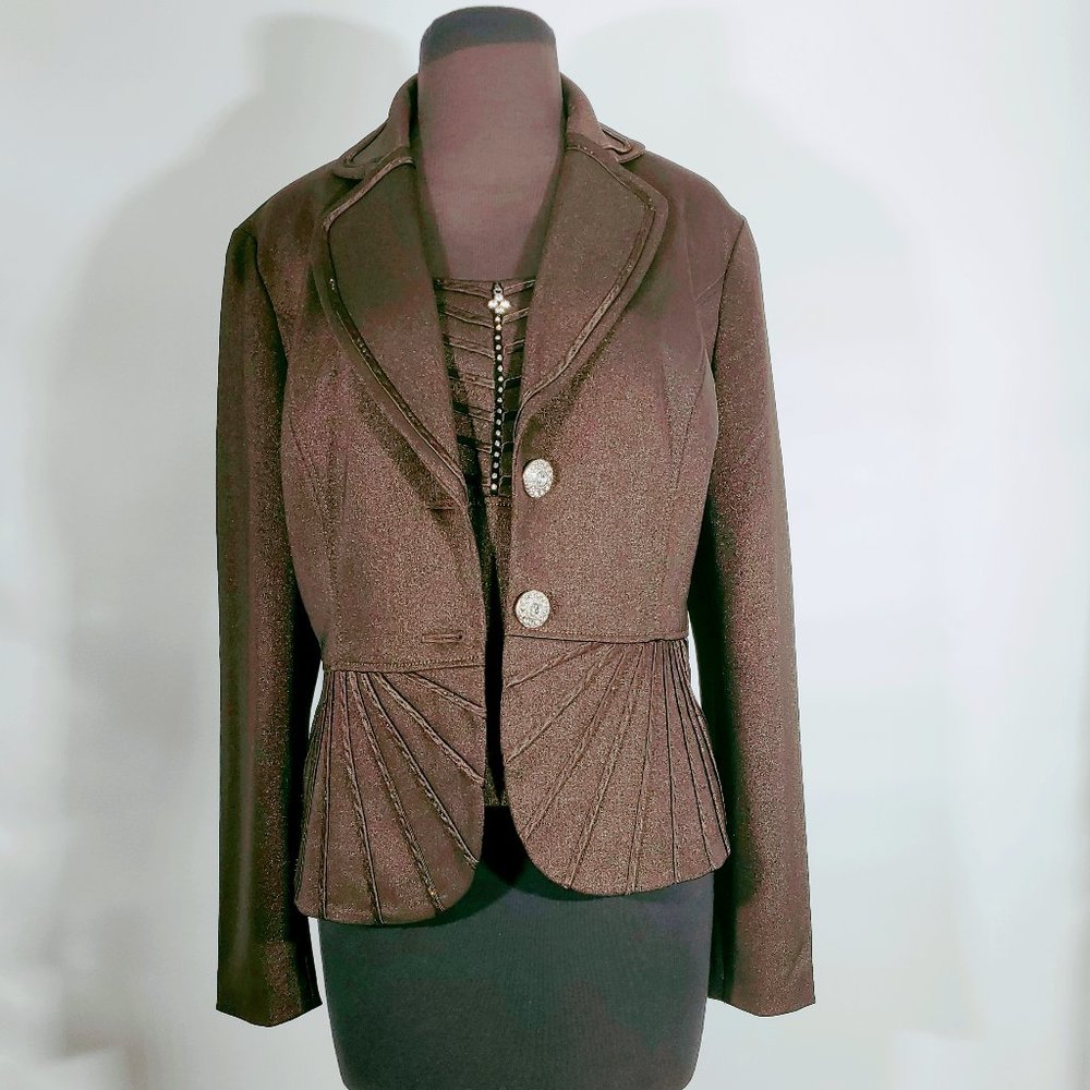 Topstitched Two-Button Jacket with matching top